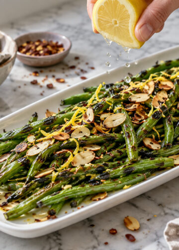 Charred Lemon Green Beans with Toasted Almonds