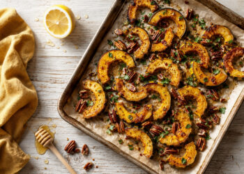 Roasted Delicata Squash with Cumin and Pecans