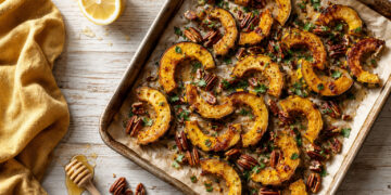 Roasted Delicata Squash with Cumin and Pecans
