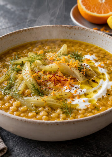 Saffron Lentil and Fennel Soup with Citrus