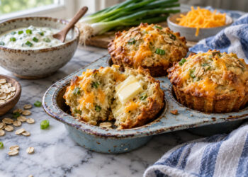 Savory Oat and Cheddar Breakfast Muffins with Scallions