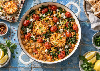 Herbed Lemon Chickpea Skillet with Crispy Feta