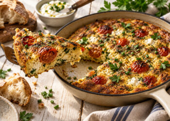 Cornmeal and Herb Baked Breakfast Frittata with Cherry Tomatoes