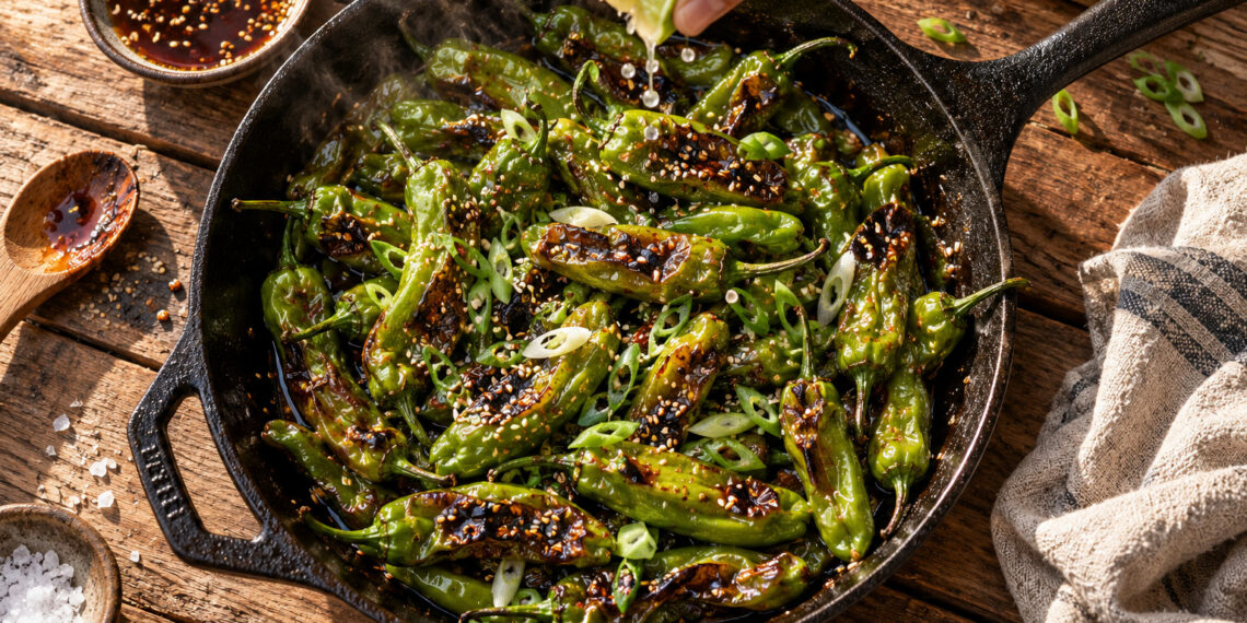 Honey-Soy Glazed Shishito Peppers with Toasted Sesame