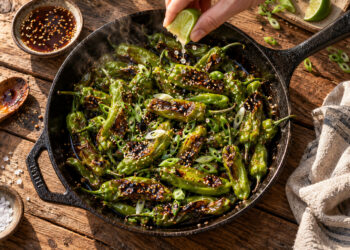 Honey-Soy Glazed Shishito Peppers with Toasted Sesame