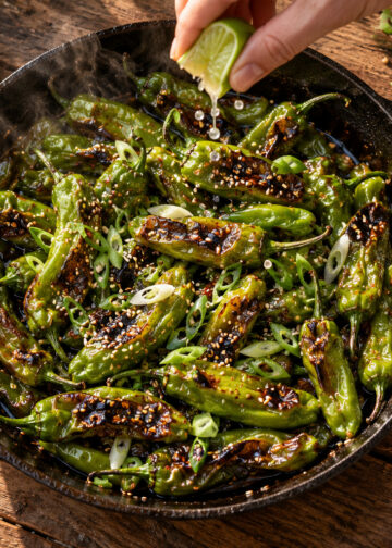 Honey-Soy Glazed Shishito Peppers with Toasted Sesame