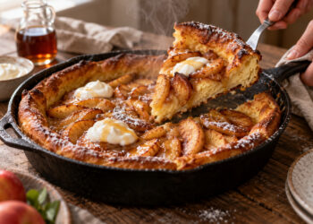 Skillet Cinnamon Apple Dutch Baby with Greek Yogurt