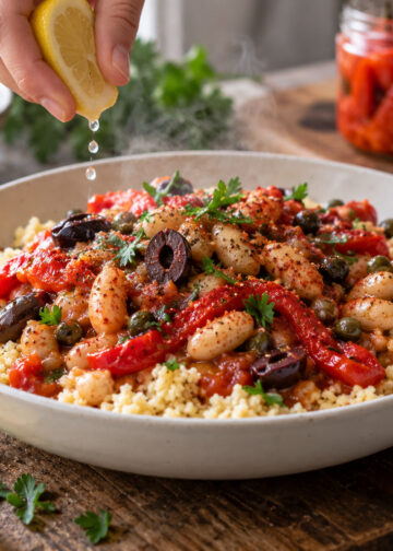 Zesty Mediterranean White Bean and Roasted Pepper Stew