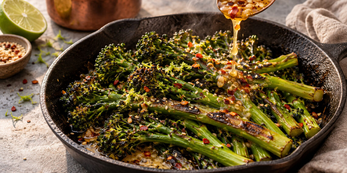 Charred Broccolini with Chili-Garlic Butter and Lime