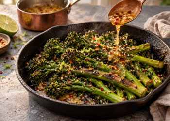 Charred Broccolini with Chili-Garlic Butter and Lime