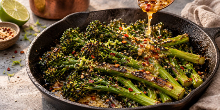 Charred Broccolini with Chili-Garlic Butter and Lime