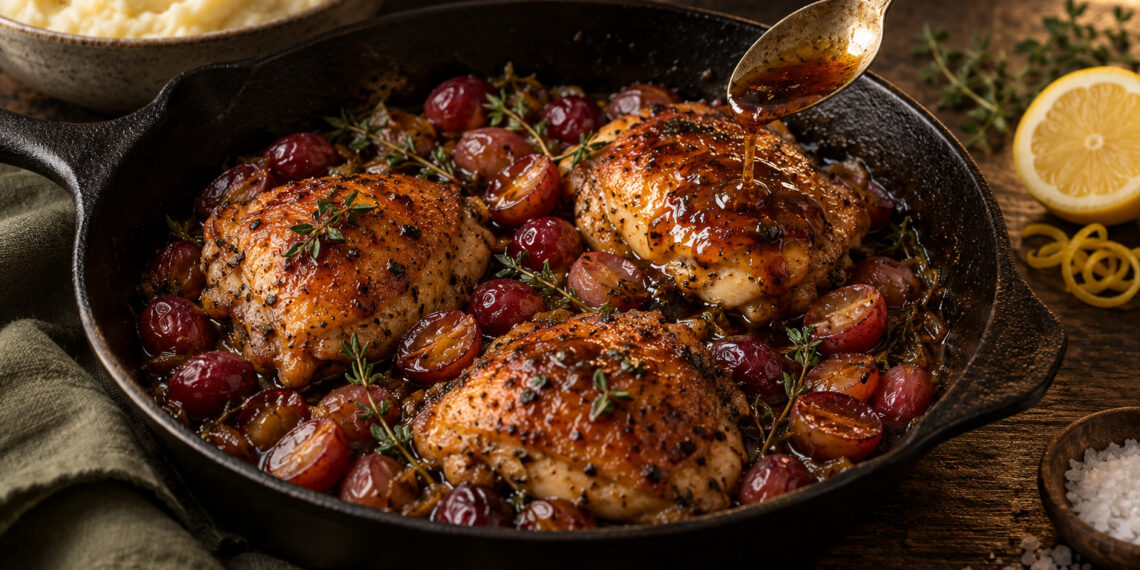 Weeknight Balsamic Glazed Chicken with Roasted Grapes