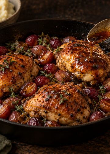 Weeknight Balsamic Glazed Chicken with Roasted Grapes