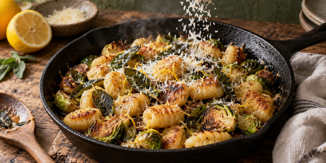 Brown Butter Sage Gnocchi with Crispy Brussels Sprouts