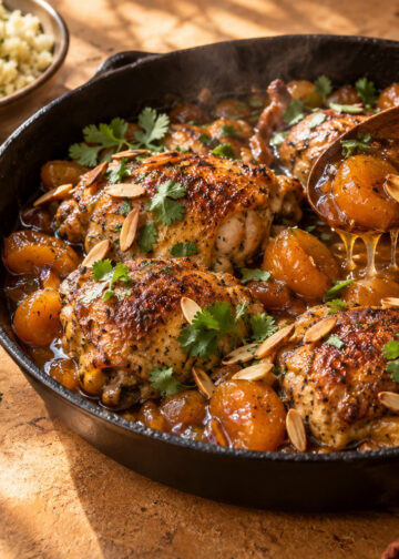 Skillet Moroccan Chicken with Apricot and Almond