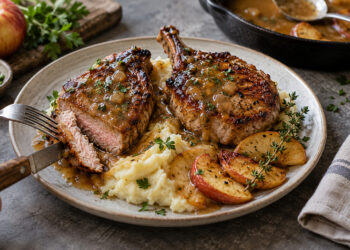 Crispy Skillet Pork Chops with Apple Cider Pan Sauce