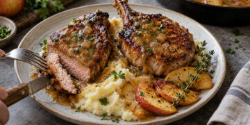 Crispy Skillet Pork Chops with Apple Cider Pan Sauce