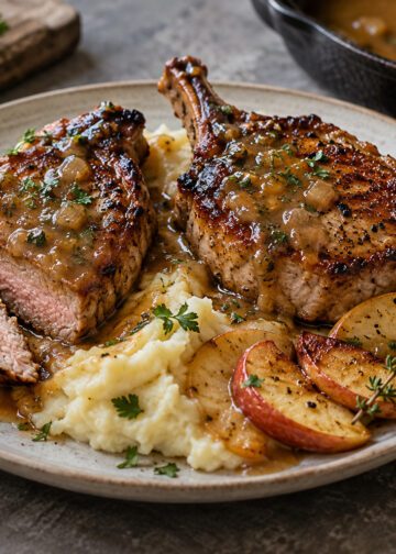 Crispy Skillet Pork Chops with Apple Cider Pan Sauce
