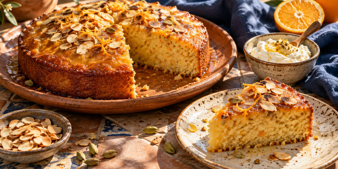 Cardamom Citrus Polenta Cake with Honey Glaze