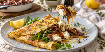 Savory Goat Cheese and Caramelized Onion Crepes