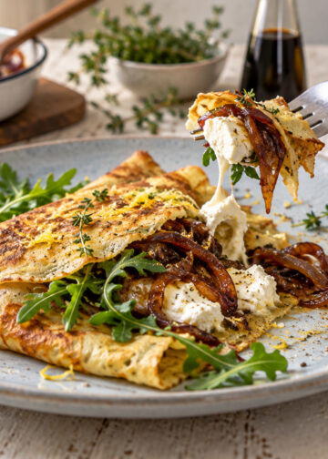 Savory Goat Cheese and Caramelized Onion Crepes
