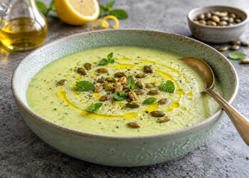Chilled Zucchini and Yogurt Soup with Lemon Oil