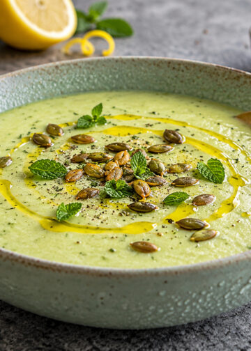 Chilled Zucchini and Yogurt Soup with Lemon Oil