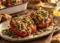 Spiced Pumpkin and Lentil Stuffed Peppers with Tahini Drizzle