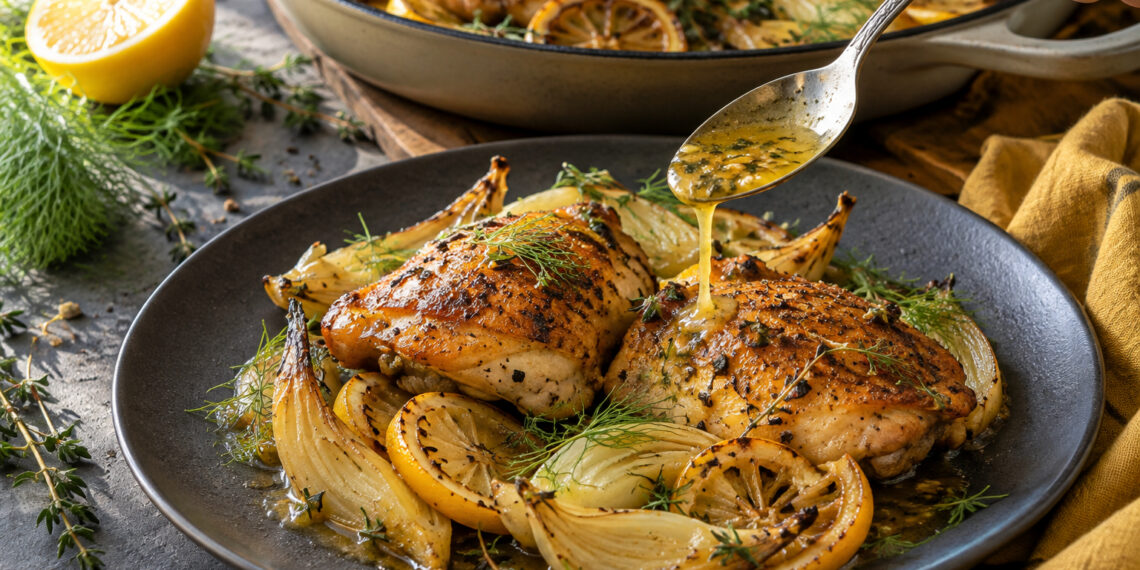 Roasted Chicken with Lemon Butter and Fennel