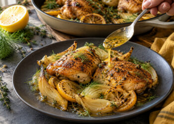 Roasted Chicken with Lemon Butter and Fennel